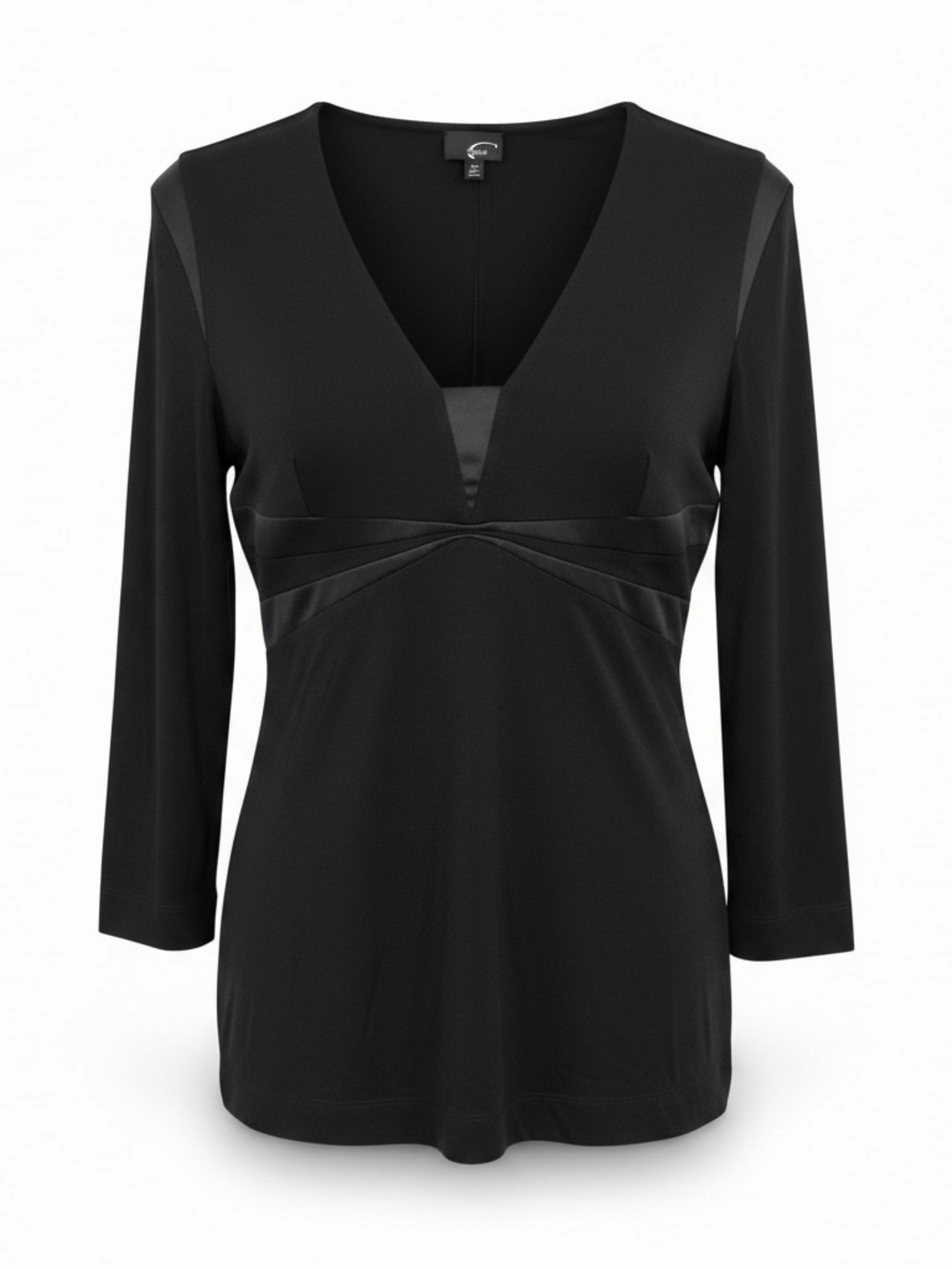 Just Cavalli Black Satin-Trim V-Neck Top